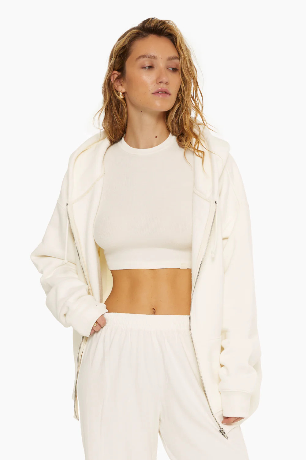 OVERSIZED ZIP HOODIE - BLANC | SET Active