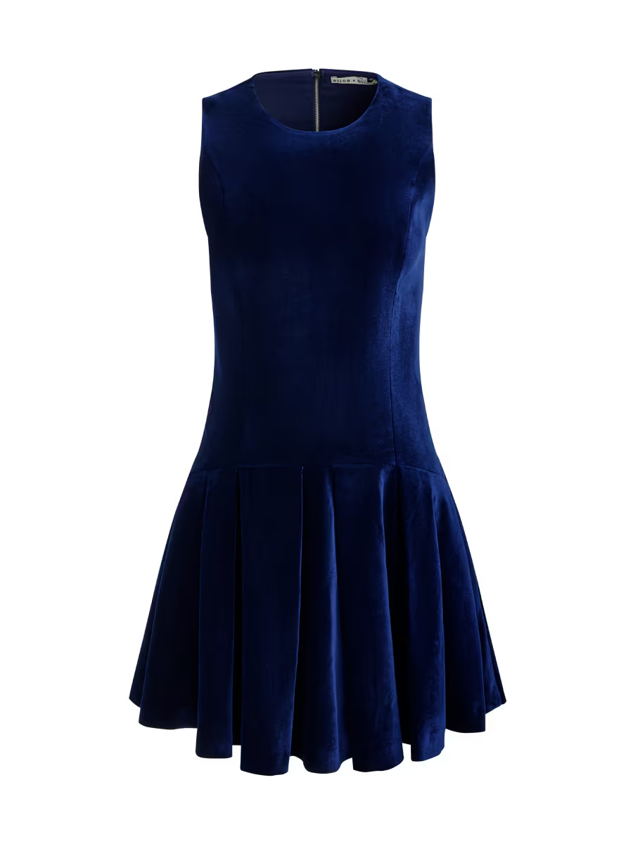 Alice + Olivia Adley Velvet Drop-Waist Minidress | Saks Fifth Avenue | Saks Fifth Avenue
