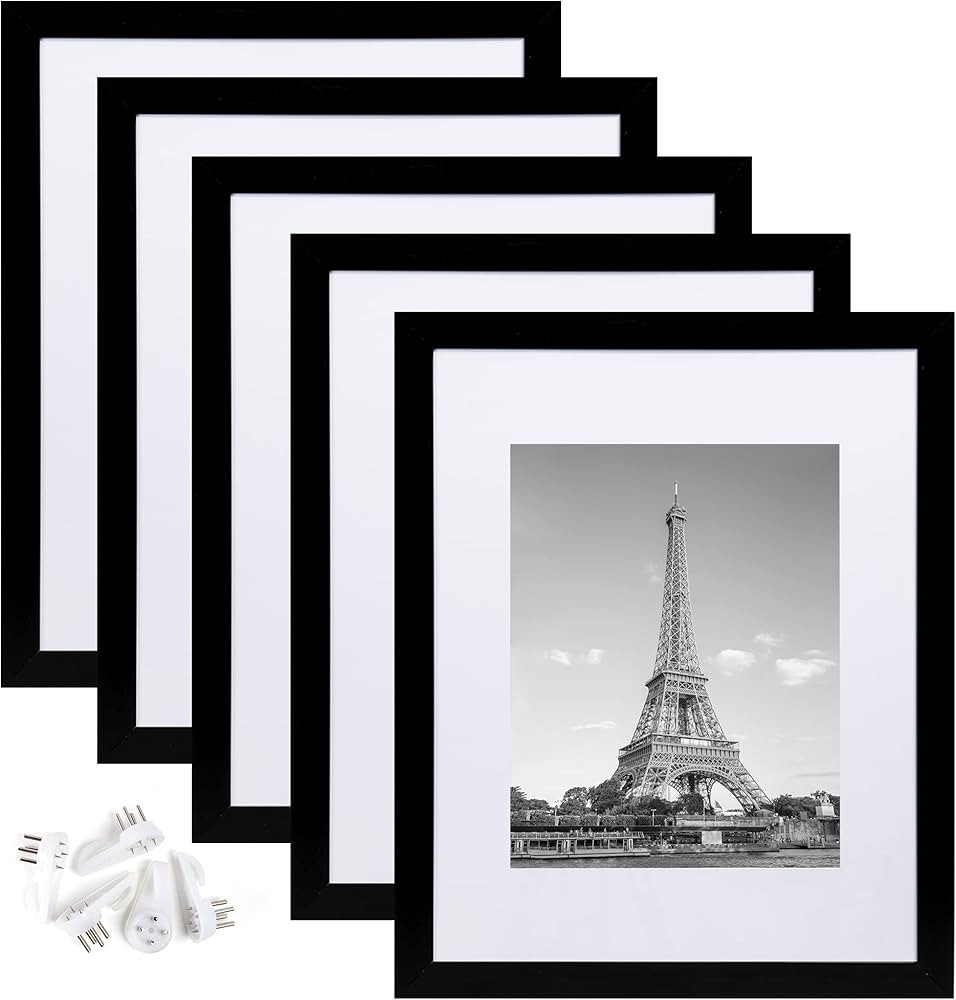 upsimples 11x14 Picture Frame Set of 5, Display Pictures 8x10 with Mat or 11x14 Without Mat, Wall... | Amazon (US)
