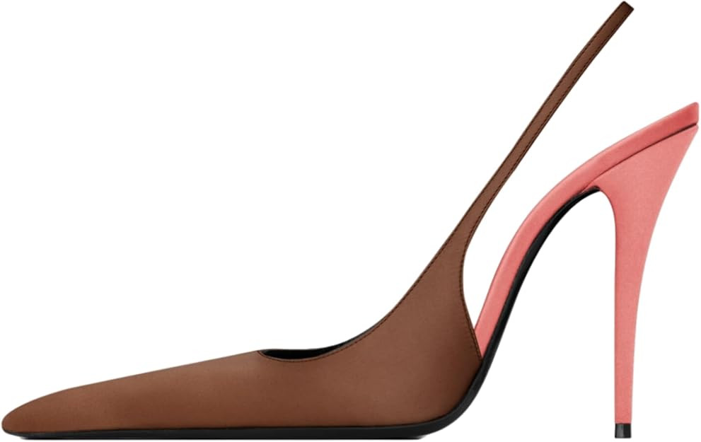 Satin Slingback Heels for Women Closed Toe Two Tone Stiletto Heels Pointy High Heels Pumps Weddin... | Amazon (US)
