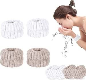 B BIBYKIVN 4 Packs Face Washing Wristbands-Absorbent Wristband for Washing Face Microfiber Wrist ... | Amazon (US)