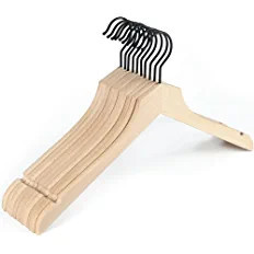 Amber Home Stylish Thin Solid Wooden Shirt Dress Hangers 24 Pack, Sturdy Natural Slim Wood Coat J... | Amazon (US)