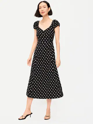 Short-Sleeve Fit & Flare Midi Dress | Old Navy (CA)