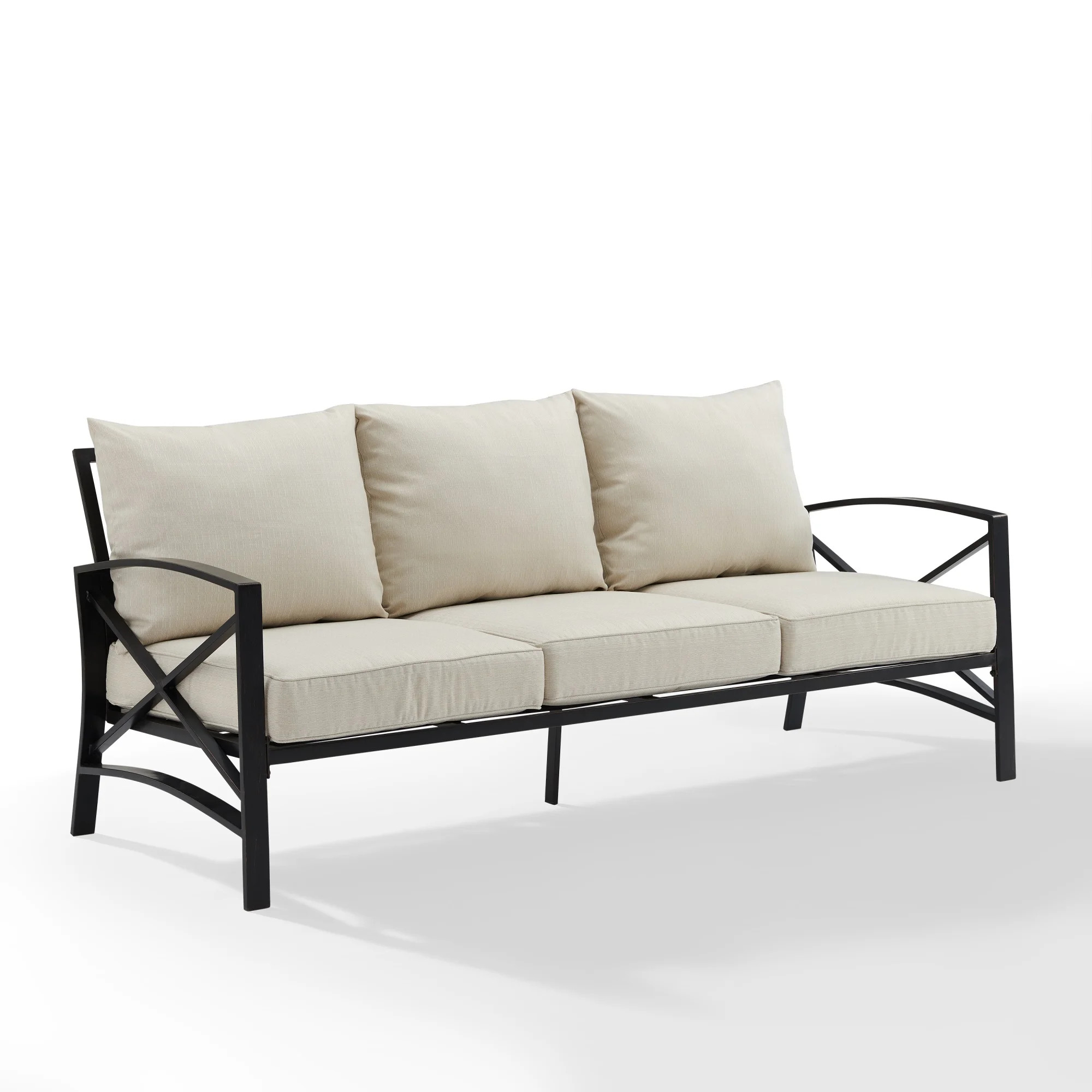 Crosley Furniture Kaplan Cushions Metal Outdoor Sofa - Oatmeal | Walmart (US)