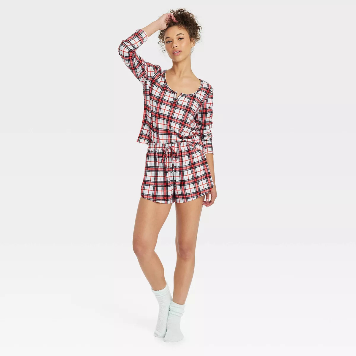 Women's 3pc Long Sleeve Shirt and Shorts with Socks Pajama Set - Colsie™ | Target