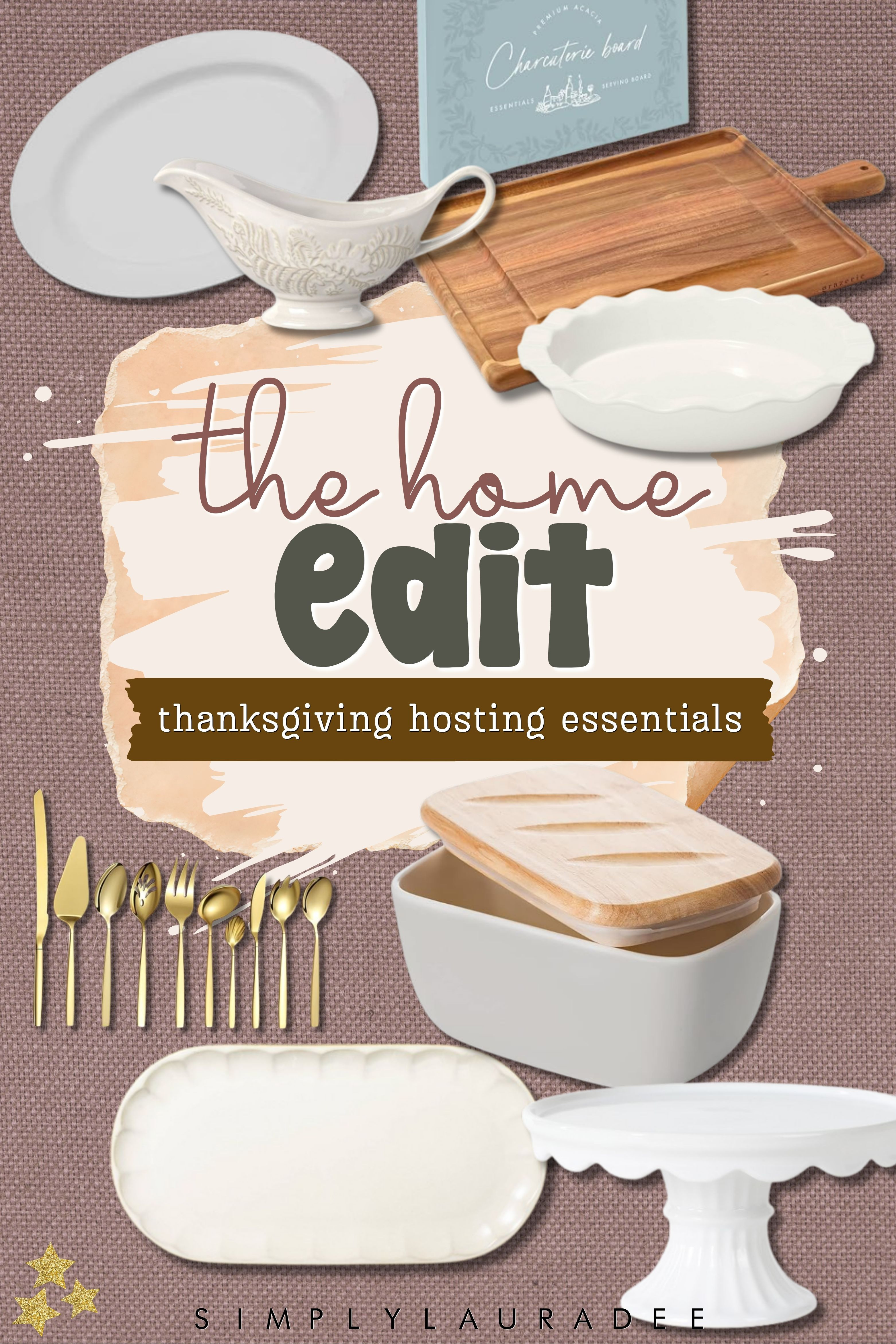 Clean white platters, an embossed gravy boat, a ruffled pie dish and gold serving utensils make an easy, elegant Thanksgiving table. Shop these Thanksgiving hosting essentials at Amazon and Target. 

 #LTKfoodie #LTKSeasonal #LTKHome