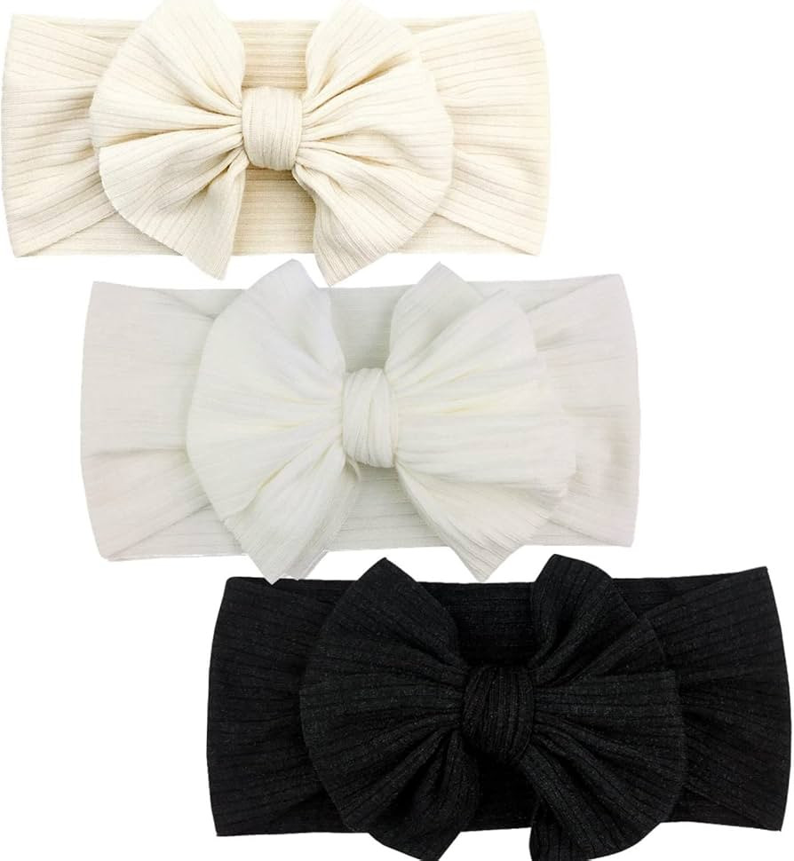 Baby Headbands Baby Girls Bows Headband Newborn Bow Handmade Soft Headbands with Bows Hairbands f... | Amazon (US)