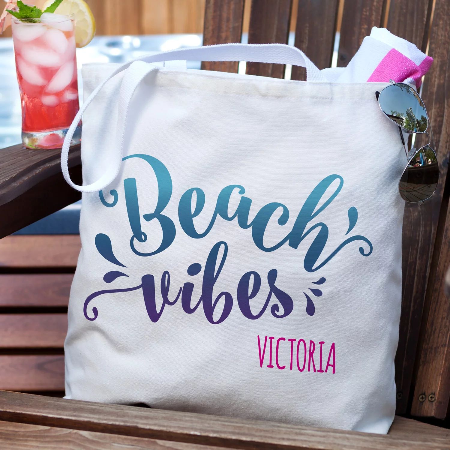 Personalized Beach Vibes Summer Tote Bag | Walmart (US)