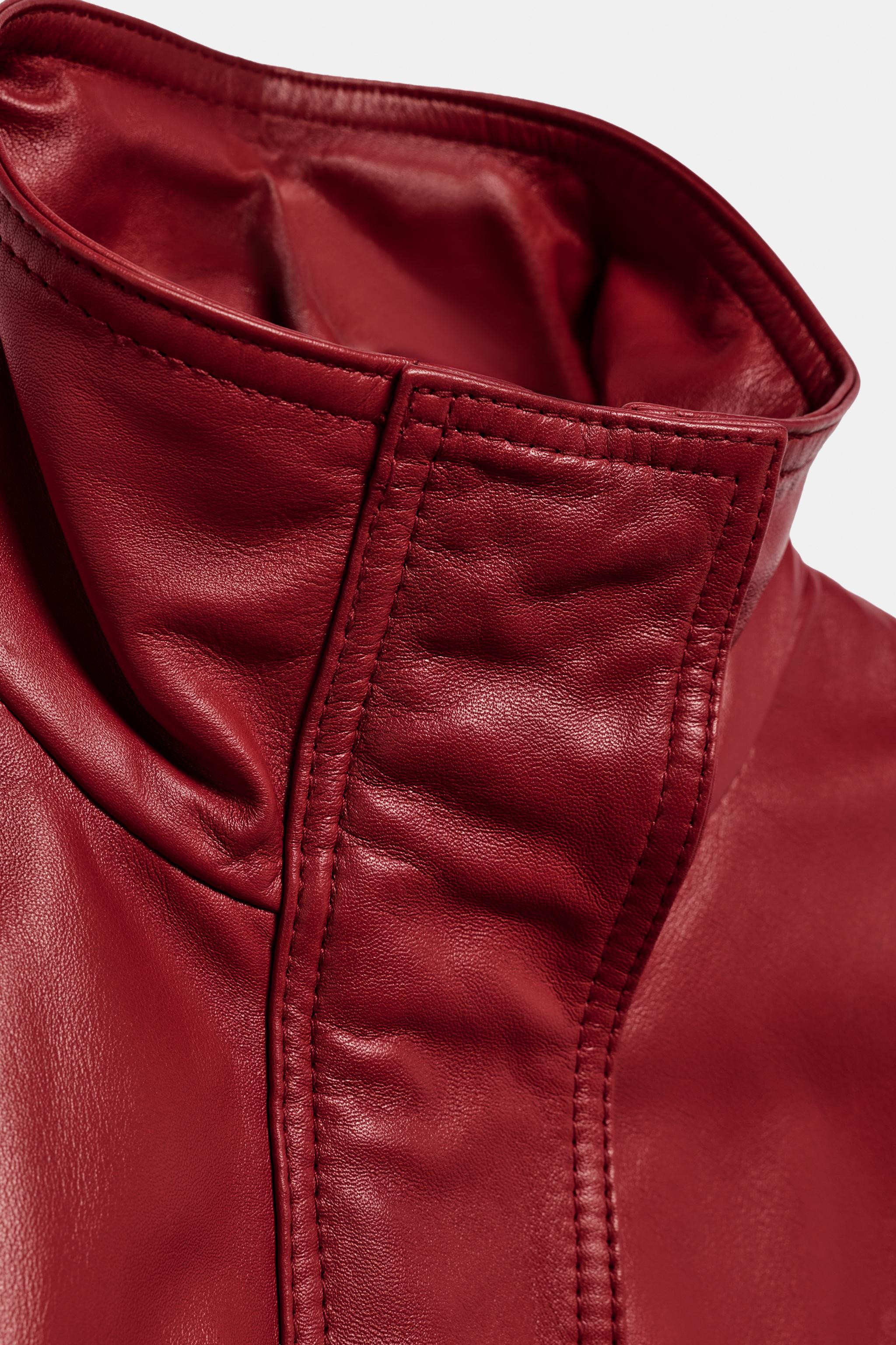 ZARA WOMAN COLLECTION. Jacket made of 100% leather. Features a high neck and long sleeves. Welt p... | Zara US