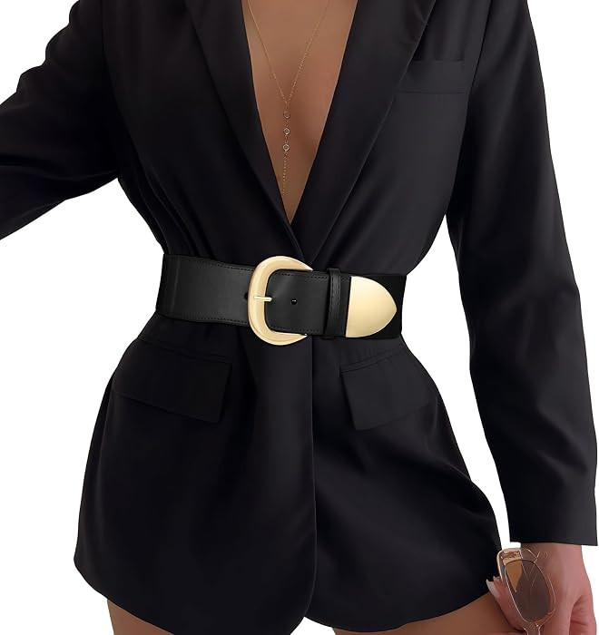 Women Wide Elastic Waist Belt for Dresses Fashion Thick Stretchy Belt for Trendy | Amazon (US)