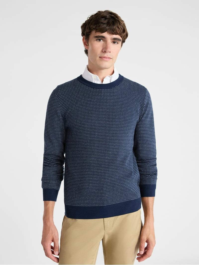 Free Assembly Men's Cozy Yarn Nordic Stitch Sweater with Long Sleeves, Size XS-3XL | Walmart (US)
