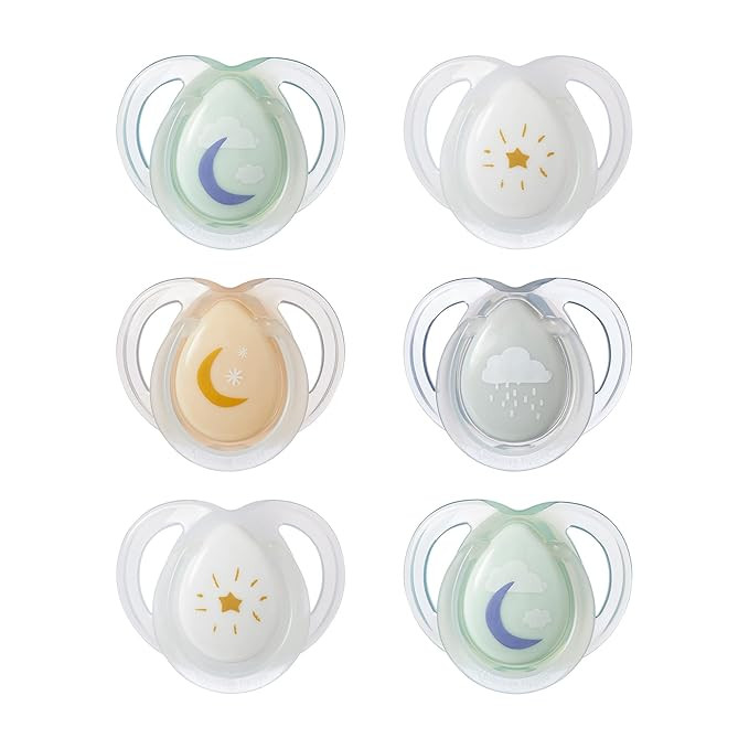 Tommee Tippee Night Time Glow in The Dark Pacifiers, Symmetrical Design, BPA-Free Silicone, 0-6m,... | Amazon (US)