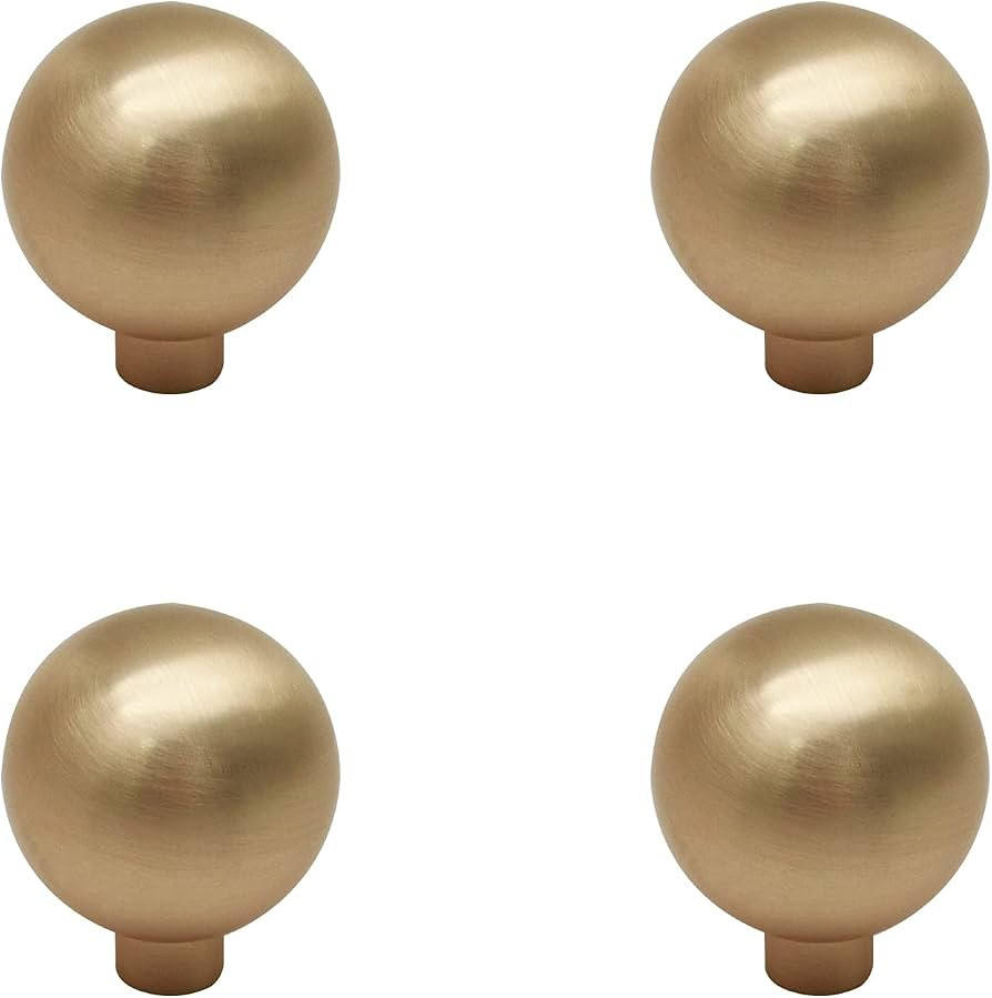 4pcs Solid Round Ball Cabinet Knobs 0.98" Dia Polished Kitchen Hardware Knobs for Cupboard Drawer... | Amazon (US)