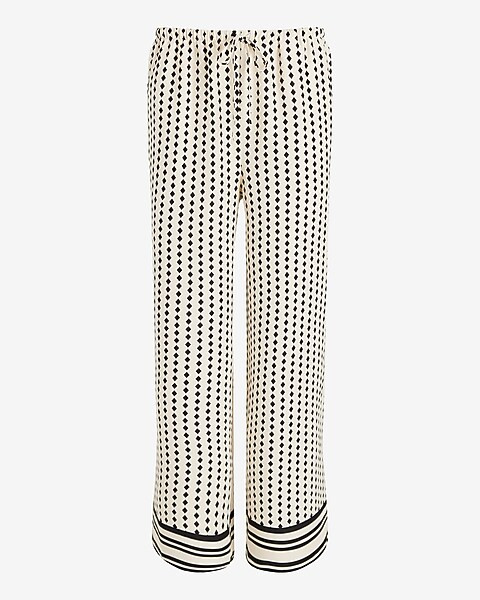 High Waisted Satin Printed Pull On Straight Ankle Pant | Express