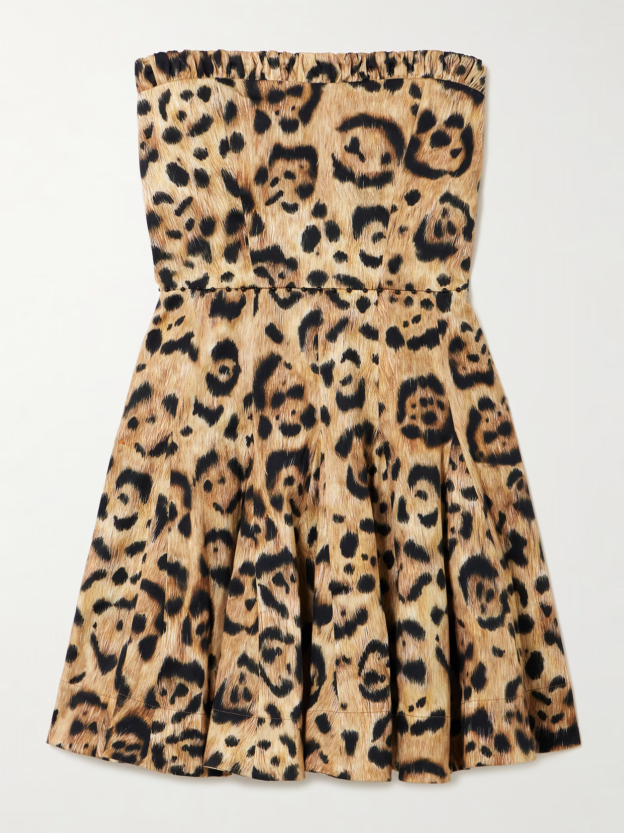 Agua by Agua Bendita - Caudal Strapless Embellished Leopard-print Cotton-blend Mini Dress - Animal print | NET-A-PORTER (US)