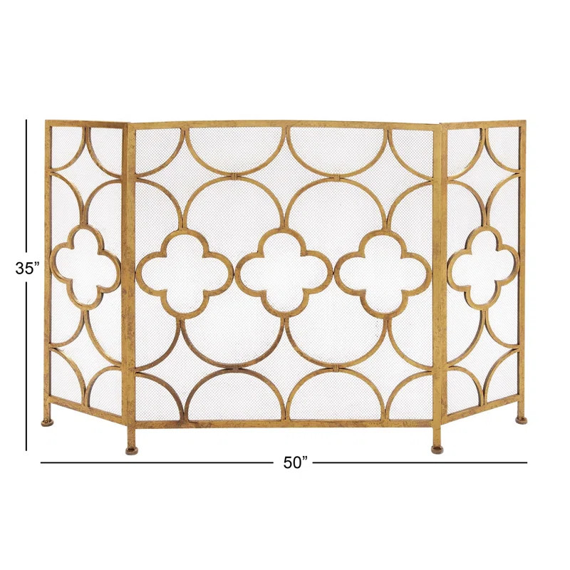 Danen 3 Panel Iron Fireplace Screen | Wayfair Professional