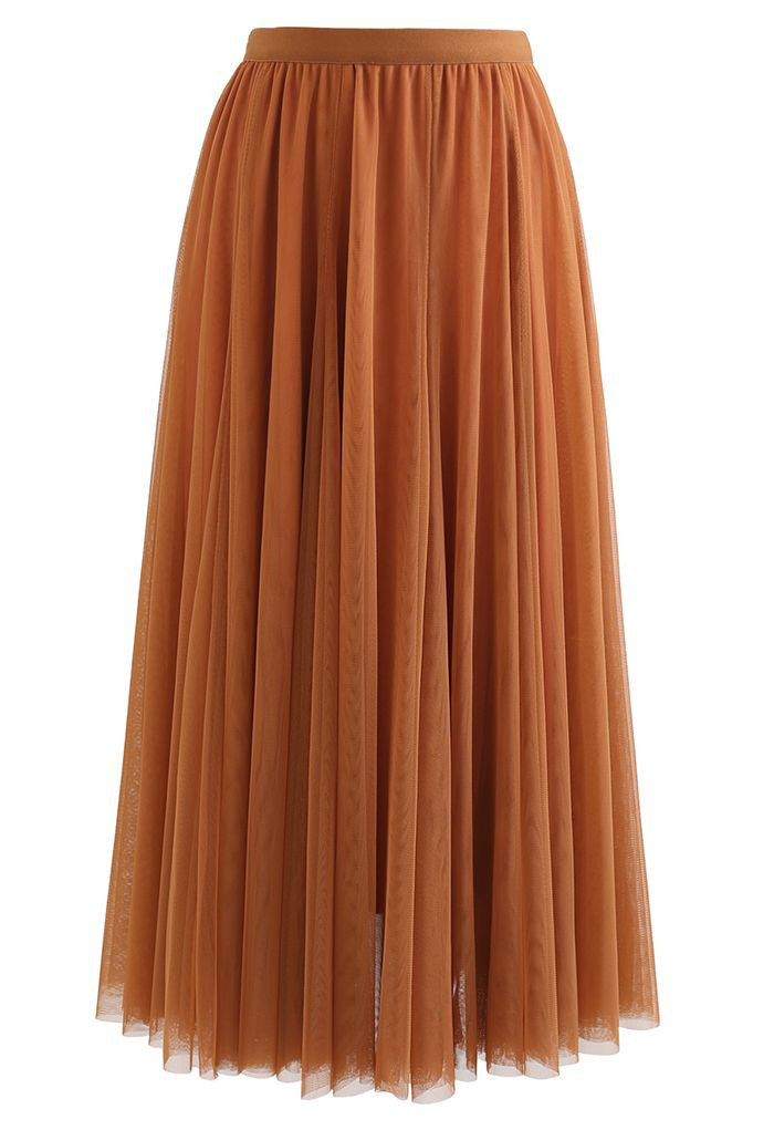 My Secret Garden Tulle Maxi Skirt in Pumpkin | Chicwish