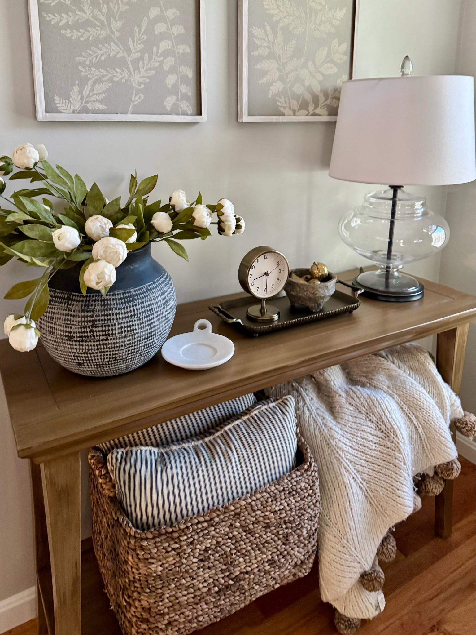 Viral peonies | console table | table styling | baskets | vase | lamp | lighting | furniture finds | living room | spring decor | storage 

#LTKSeasonal #LTKHome