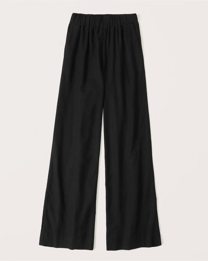 Women's Linen-Blend Pull-On Wide Leg Pants | Women's Bottoms | Abercrombie.com | Abercrombie & Fitch (US)