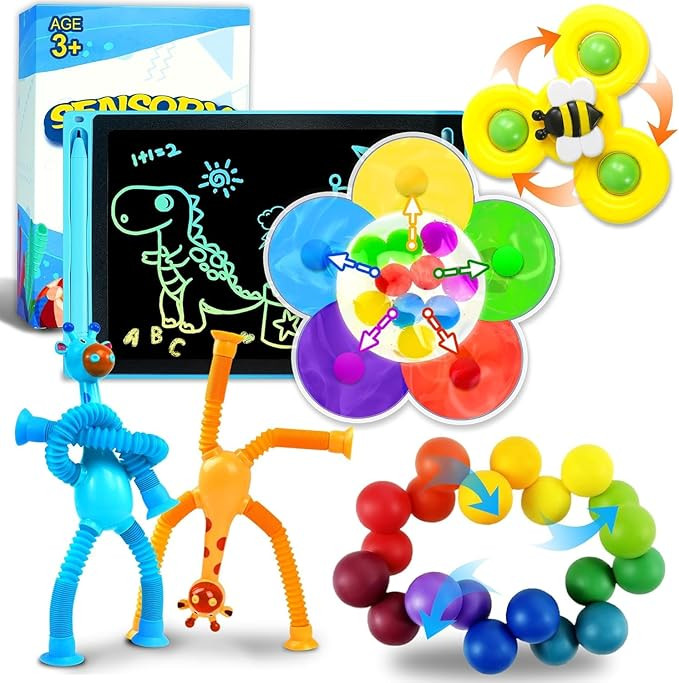 Sensory Travel Toys for Toddlers Kids Autism 6PC Airplane Car Travel Activities Toy Road Trip Ess... | Amazon (US)