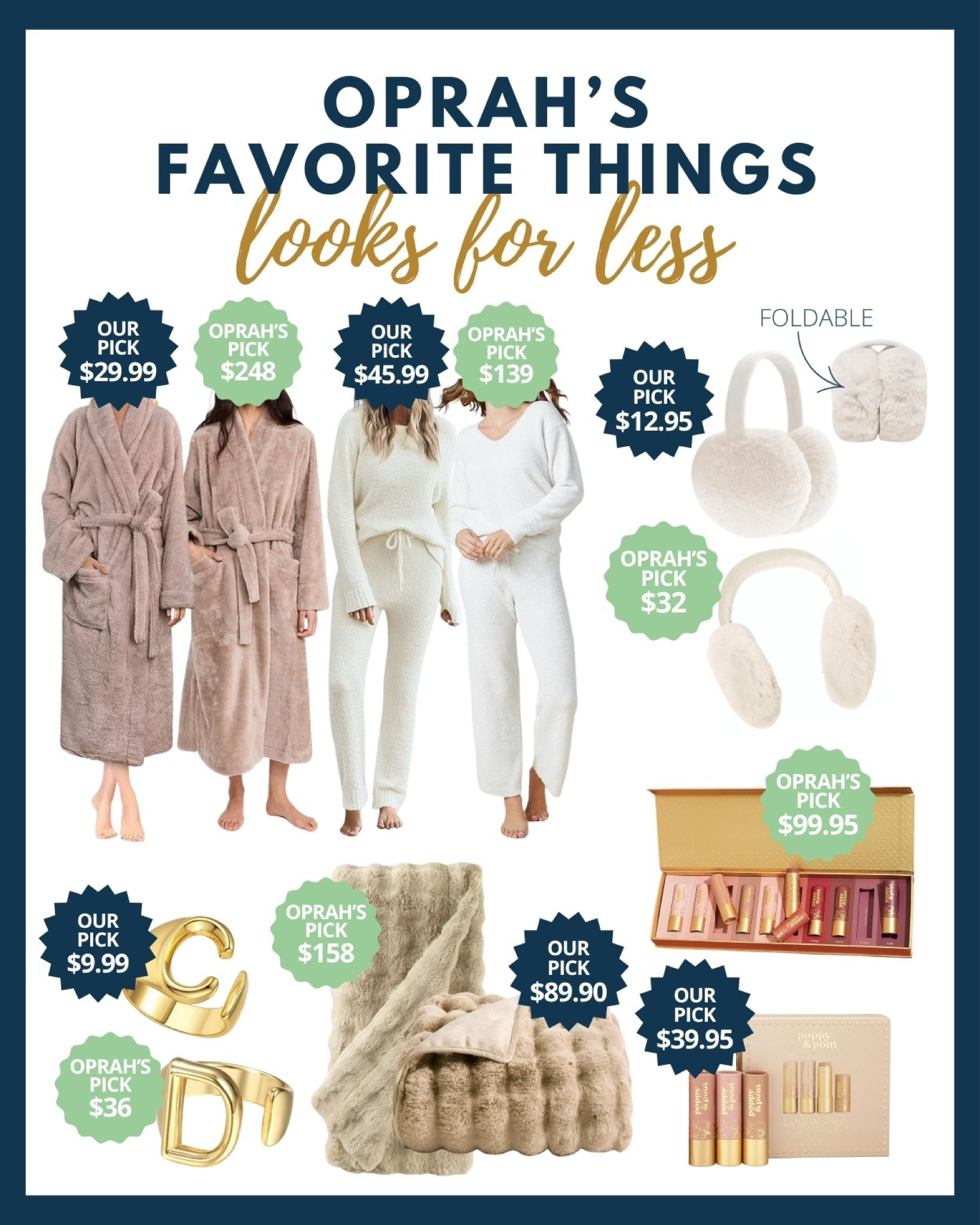 ✨🎁 Love the idea of Oprah’s Favorite Things but not the hefty price tags? I’ve rounded up amazing, affordable alternatives that won’t break the bank! 💸🎉 Many of these brands are not only team-tested but also have better ratings! 🌟👏 Treat yourself or check off your holiday gift list 🎄🎅—because fabulous finds don’t have to cost a fortune. 🛍️💃 Tap to shop these hidden gems!

#LTKGiftGuide #LTKFindsUnder100 #LTKHoliday