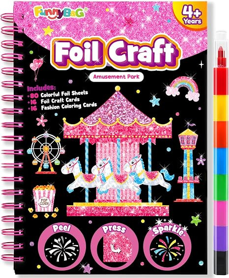 FUNNYB&G Foil Art Craft Kit for Kids, Sparkly Birthday Gift Toy for Girls | No Mess, Kids Ages 4-... | Amazon (US)