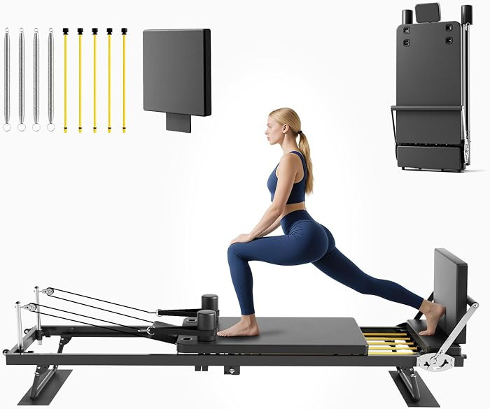 Pilates Reformer Machine, 91" Foldable Reformer Pilates Machine with Jumpboard and Wire Spings, R... | Amazon (US)