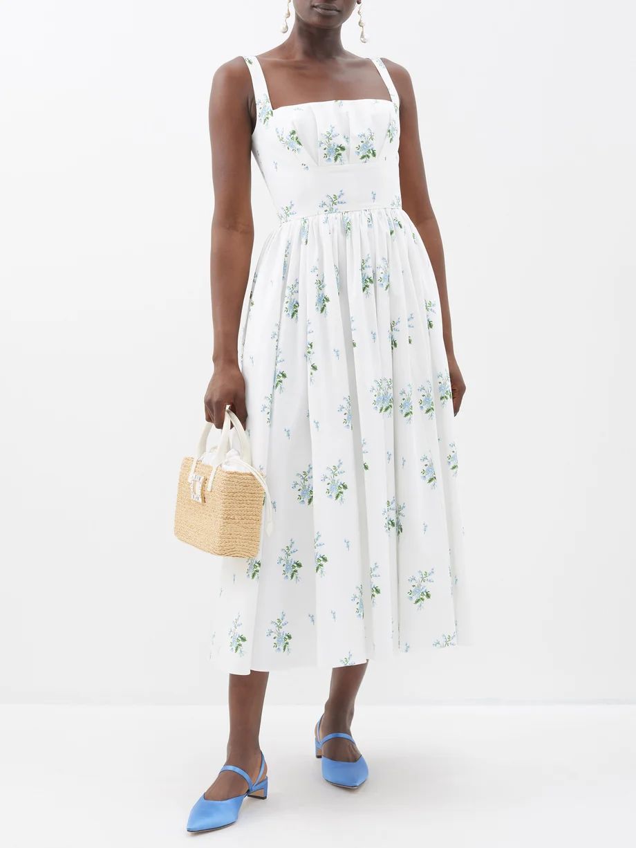Terry floral-print cotton-poplin midi dress | Matches (UK)