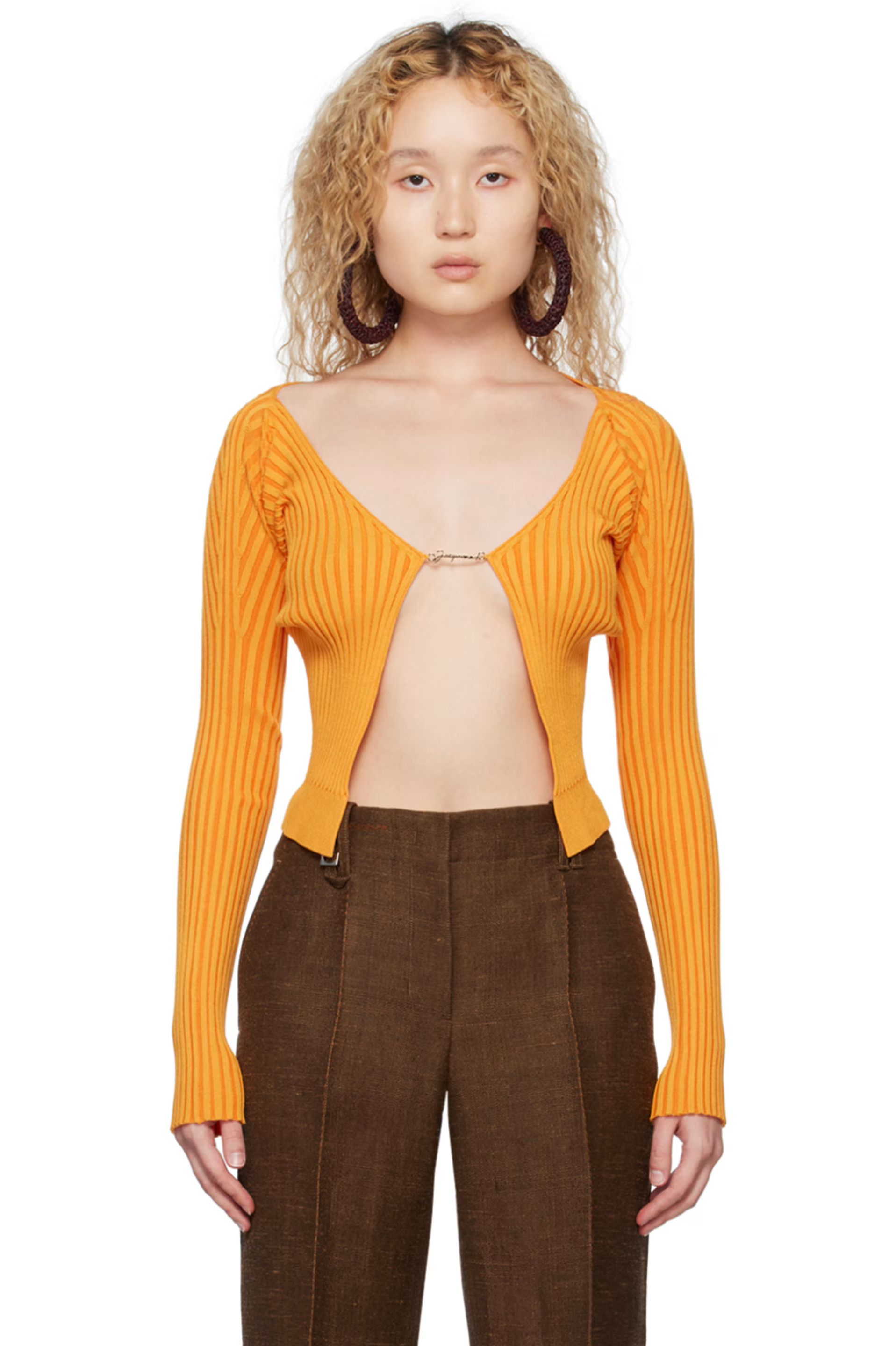 Orange Le Raphia 'La Maille Pralù Longue' Cardigan | SSENSE