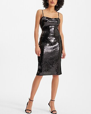 Sequin Sweetheart Neckline Midi Sheath Dress | Express