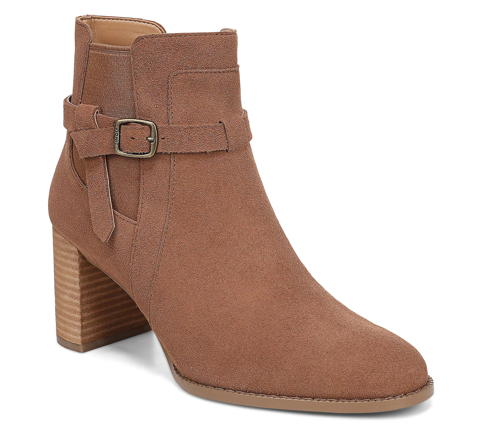 Vionic Suede Block Heel Ankle Boots - Vivette | QVC