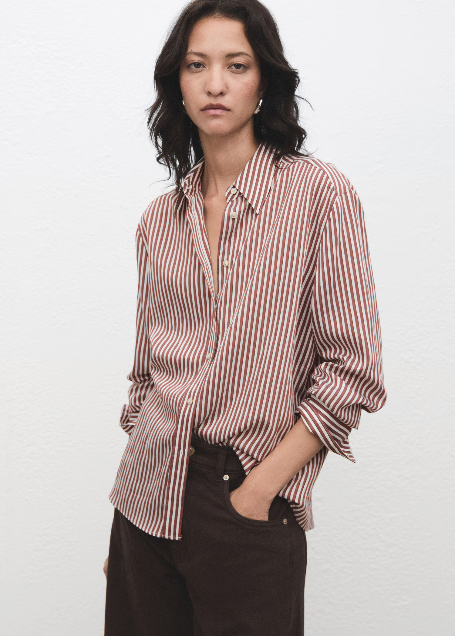 Striped straight shirt - Women | MANGO USA | Mango (US/MX/AU)