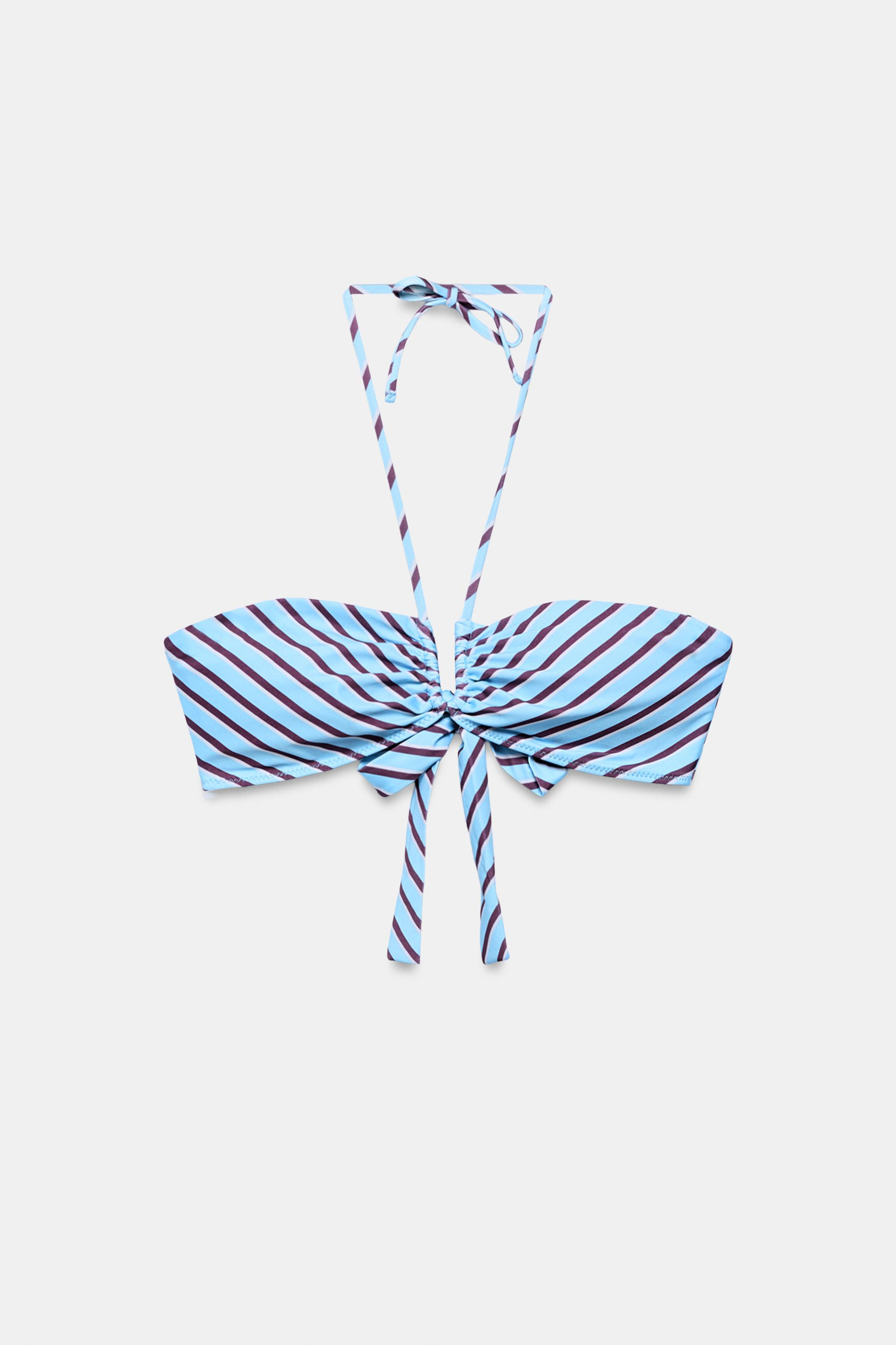 STRIPED BANDEAU BIKINI TOP | Zara Canada