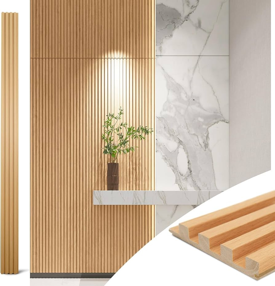 Art3d Slat Wood Wall Paneling for Interior and Ceiling Decoration - Pack of 4pcs + 1pc End-Trim, ... | Amazon (US)