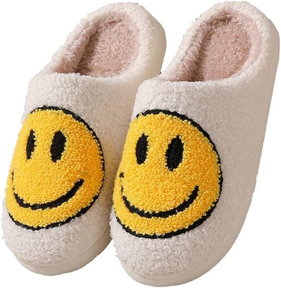 Smile Face Slippers for Women Men Retro Soft Plush Comfy Warm Cloud Slide Happy Face Slippers Mem... | Amazon (US)