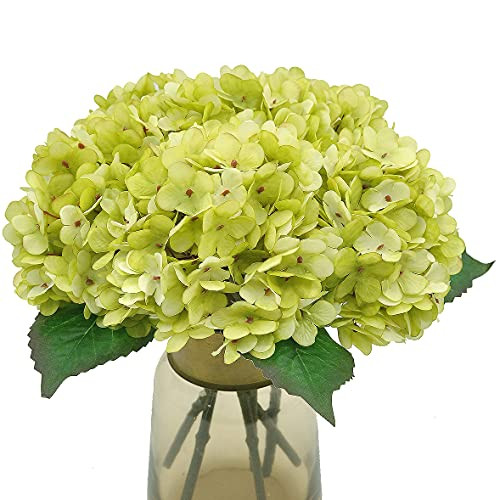 Blooming Paradise 5Pcs Artificial Fake Flowers Plants Silk Hydrangea 1 Flower Head Arrangements Wedding Bouquets Decorations Plastic Floral Table Centerpieces Home Kitchen Garden (Chartreuse) | Amazon (CA)