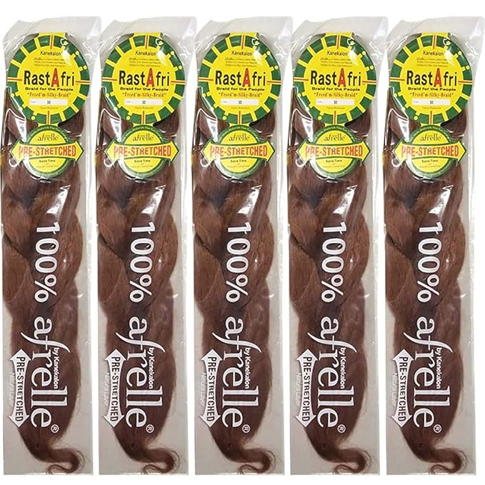 RastAfri Pre-Stretched Silky Braiding Hair (5 Single Packs, #30) | Amazon (US)