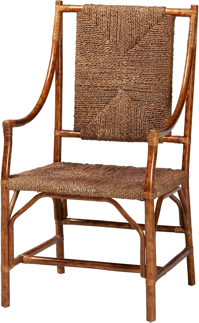 Bali & pari Ramos Marbled Tortoise Natural Rattan and Seagrass Armchair - Handwoven Wicker Chair,... | Amazon (US)
