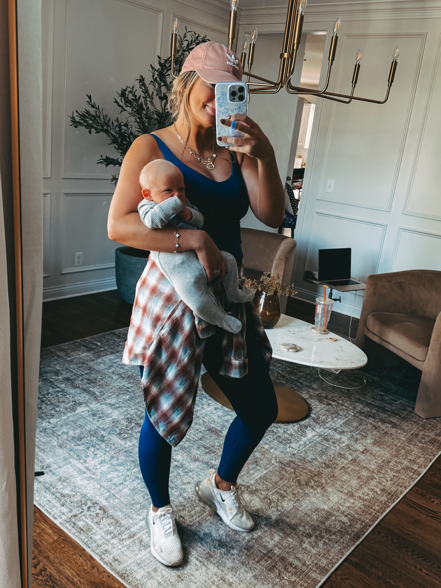 I’ve been loving this active set from aerie. The sports bra tank is a longer length so not stomach shows and it has removable padding. The leggings are super comfortable and show nothing through! 

Wearing a medium in both
Sneakers fit true to size 

#LTKStyleTip #LTKBaby #LTKActive