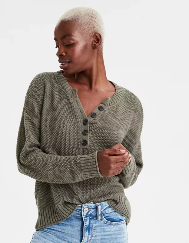 AE Oversized Henley Pullover curated on LTK