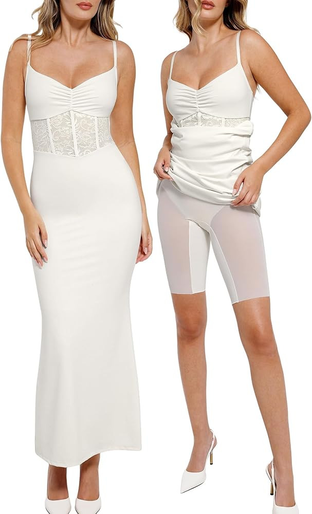 Popilush Shaper Dress Lace Formal Maxi Dresses with Built in Shapewear Corset Cocktail Party Dres... | Amazon (US)