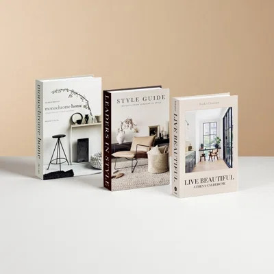 Photography Coffee Table Books Set of 3, Beige Decorative Books for Bookshelf, Living Room, Bedroom, Office and Hotel Display | Wayfair North America