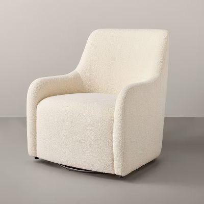 Boucle Upholstered Nursery Swivel Glider Chair Cream - Hearth & Hand™ with Magnolia | Target