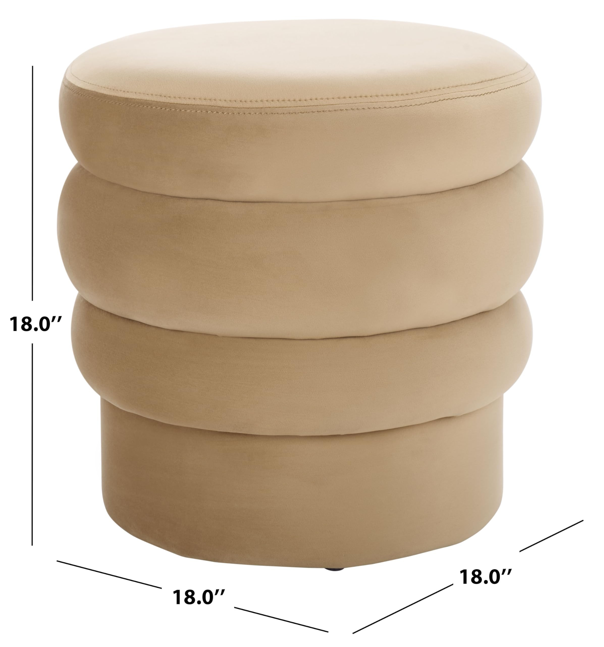 SAFAVIEH Home Collection Rohan Tan Velvet Layered Stacked Ottoman Seat Foot Rest (Fully Assembled... | Amazon (US)