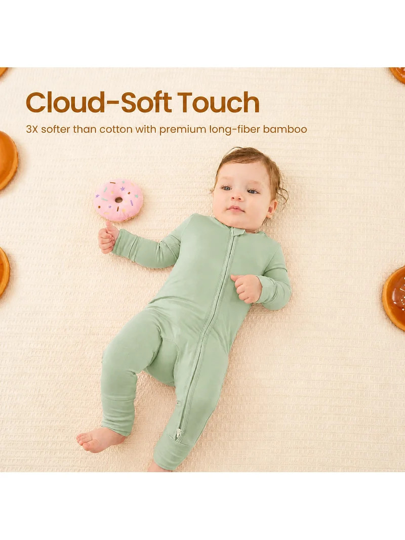 PatPat Baby Pajamas Bamboo Viscose Snug Fit Baby Sleepers 2-Way Zipper Footie Romper Bodysuit Bab... | Walmart (US)