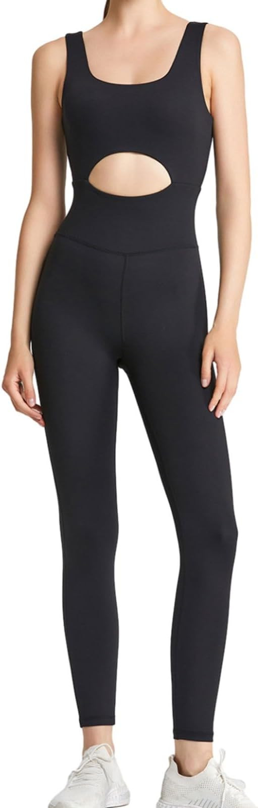 Eixyhueg Womens V Neck Backless One Piece Jumpsuits Tummy Control Workout Rompers | Amazon (US)