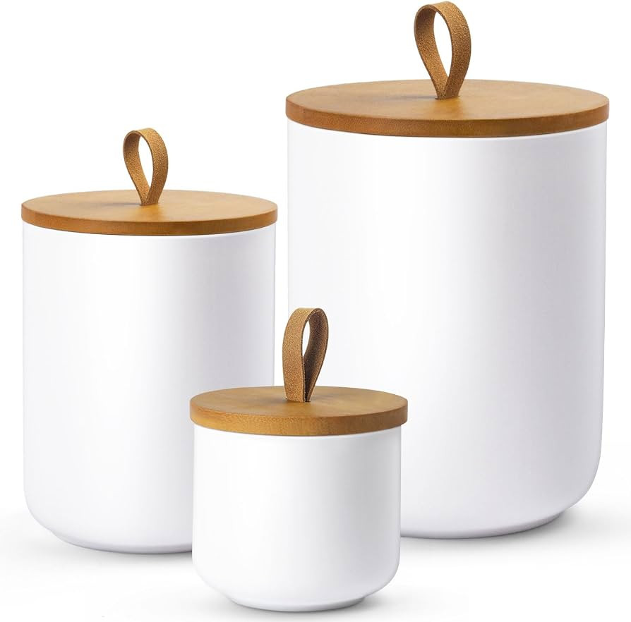 Ceramic Canisters Sets for Kitchen, Airtight Canister with Bamboo Lid, Ceramic Coffee Canister Ki... | Amazon (US)