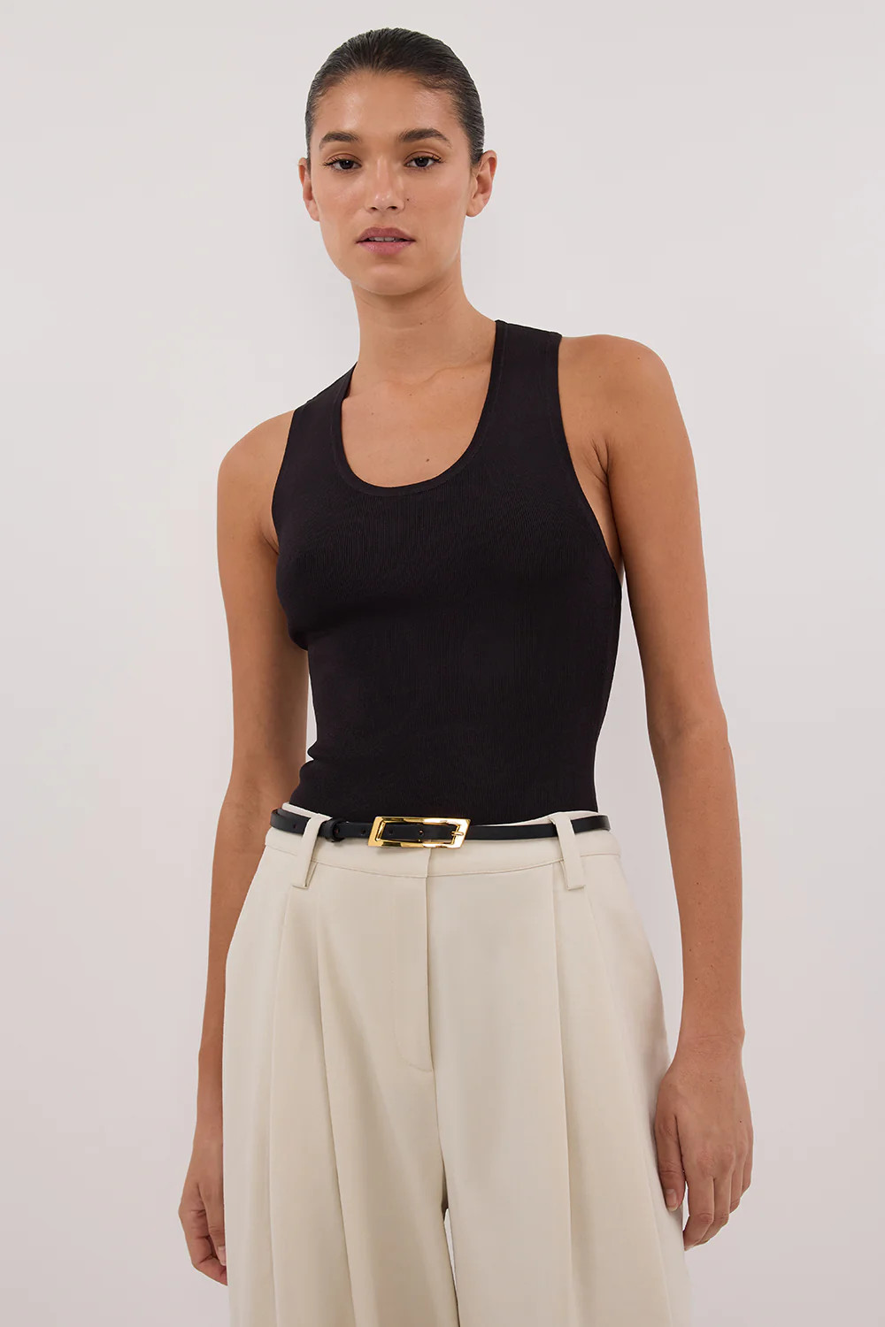 DEVIN WASHED BLACK RACER KNIT TANK | DISSH