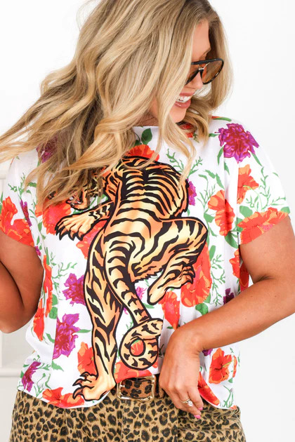 TWT\u00ae Tiger Print Short Sleeve Top | The Willow Tree