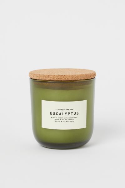 Scented candle in a glass holder with a cork lid. 10 1/4 oz. Diameter 3 1/2 in., height including... | H&M (US + CA)